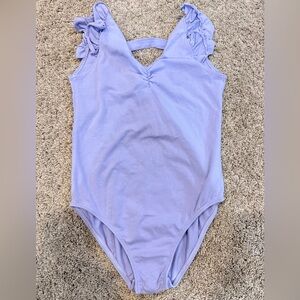 Girls Lavender Ruffle Sleeve Ballet Leotard with Snap Bottom 140cm
